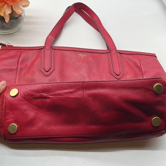 Fossil Red Leather Tote MCB6665A - Picture 3 of 10
